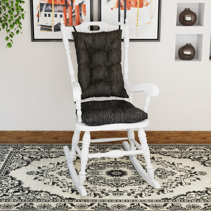 Klear Vu The Gripper Non-Slip Rocking Chair Cushion Set with Thick Padding, Includes Seat Pad & Back Pillow with Ties for Indoor Living Room Rocker, 17x17 Inches, 2 Piece Set, Black