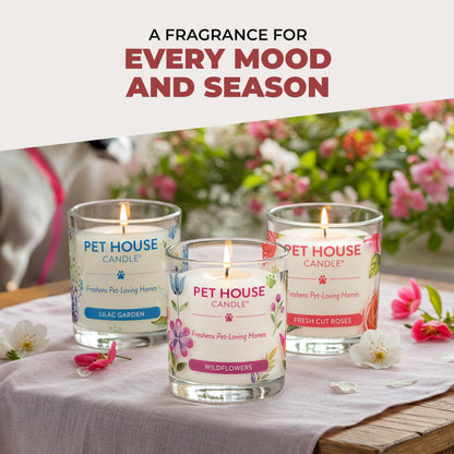 One Fur All Pet House Candle 2 Pack - Plant-Based/Soy - Clean Burning Scented, Long Lasting Pet Odor Candle for Home - Elderberry Jam