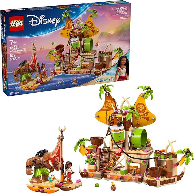 LEGO Disney Moana 2 Kakamora Barge Kids Toy - Pretend Play Building Set for Boys and Girls Ages 7+ - 9 Characters Including Moana Maui Kotu and HeiHei - Gift Idea for Birthdays - 43258