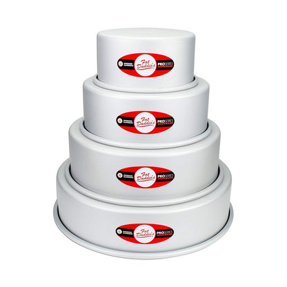 Fat Daddio's Anodized Aluminum 4-Tiered Even Round Cake Pan Set, 3 Inch Depth