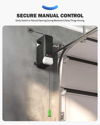 ZUMI Automatic Garage Door Opener, Wall-Mounted Garage Opener with Manual Backup Infrared Sensors, Heavy-Duty Smart Garage Entry Device Access Unit for Garage Door Opening & Closing