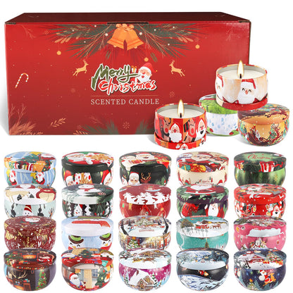 24Pack Christmas Scented Candle Tins Gift Set - Soy Wax Festive Aromatherapy Candles 2.5oz- Smokeless Long Lasting Burn time for Advent & Christmas Gifts Holiday Decor & Gifting.