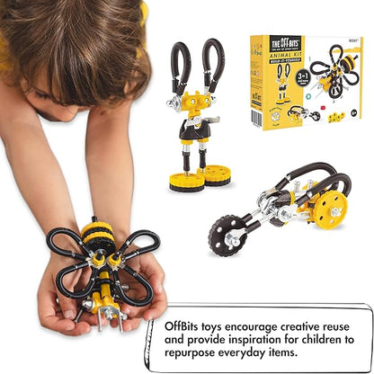 The Off Bits Erector Set: Animal Mini STEM Toys for Kids 6+ Toy Building Sets with Nuts &amp Bolts STEM Building Toys Gifts for Boys and Girls (Yellow Bee)