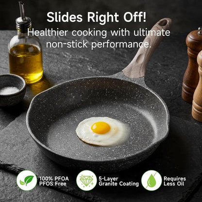 JEETEE 8-Inch Nonstick Frying Pan - Versatile Omelette Skillet with Soft Touch Handle | Induction Compatible