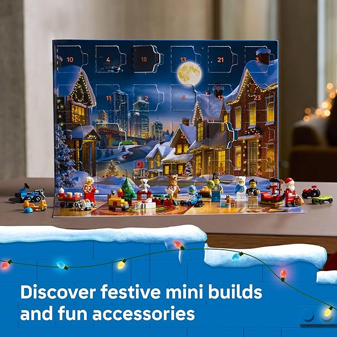 LEGO City Advent Calendar 2025 Kids Toy - Holiday Countdown Playset W/Santa &amp Mrs. Claus Minifigures for Boys &amp Girls Ages 5+ - 24 Buildable Surprises - Gift Idea for Christmas - 60475