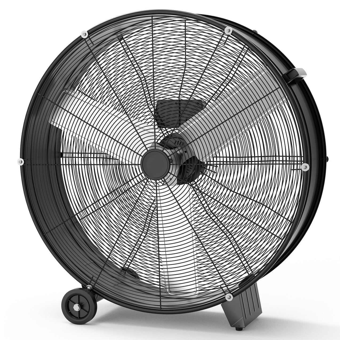 EliteEdge 30 in Industrial Drum Fan, High Velocity Floor Fan 3-Speed, Heavy Duty Metal Air Circulator with Caster Handle for Patios, Warehouses, Commercial, Factories and Workshops