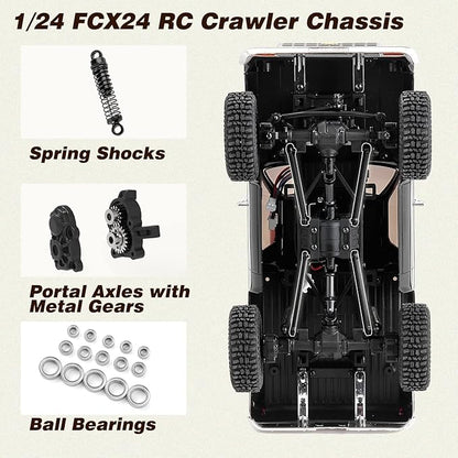 BEEZRC FMS 1/24 RC Crawler Officially Licensed Chevy K5 Blazer RC Car FCX24 RTR RC Pickup Truck SUV 4WD 2.4GHz Hobby RC Model 8km/h Mini car RC Off-Road Remote Control Car (Black)