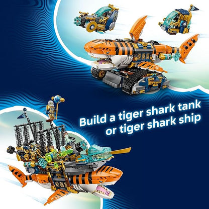 LEGO DREAMZzz Tiger Shark Tank Building Toy for Boys &amp Girls - Ages 9+ - Pretend Play Set for Kids Ages 9+ W/2 Build Options - Includes 5 Minifigures - Gift Idea for Birthdays - 71515