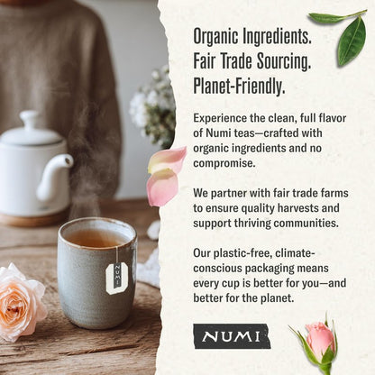 Numi Organic Tea White Rose, 16 Count Box of Tea Bags (Pack of 3) White Tea