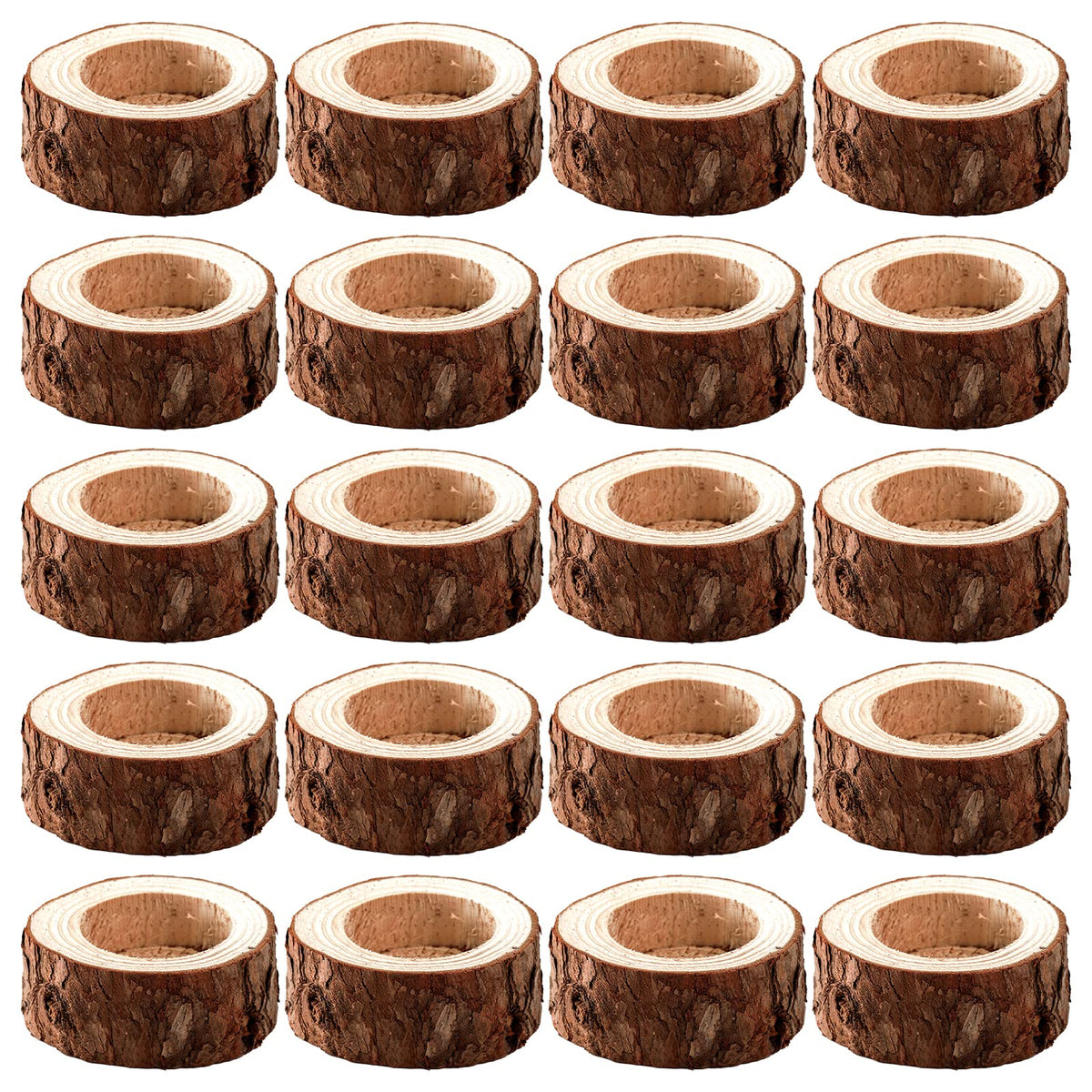 Lawei 20 Pack Wooden Tealight Candle Holder, Wood Votive Tealight Holder Tealight Candlestick for Wedding Party Birthday Holiday Decoration