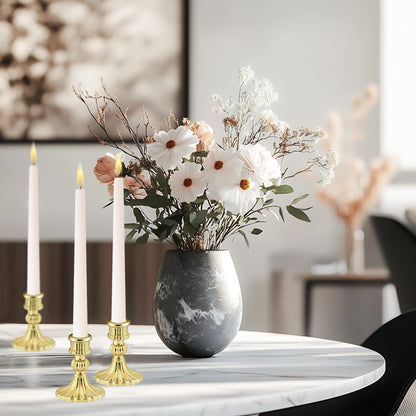 ECHFSM Glass Candlestick Holder,Striped Taper Candle Holders,Set of 6 Candle Stand for Table Centerpieces, Home Decor,Weddings,Festival and Parties (Gold Stripe)