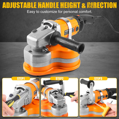 VEMOKO Electric Diamond Polisher Machine - 2800W Concrete Surface Grinder Kit with 6 Diamond Wheels, Rock/Stone/Granite Polisher & Dust Vacuum Attachment for Cement, Marble, Epoxy Floors