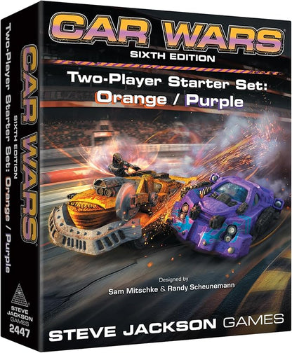 Steve Jackson Games Car Wars 2-Player Starter Set Orange/Purple 6th Edition – Strategic Car Combat Fast-Paced Action Tactical Board Game Ages 14+ 2 Players