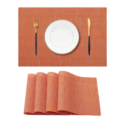 Leetaltree Orange Placemats Set of 4 - Heat Resistant Non-Slip Place mats for Dining Table, Washable Durable PVC Vinyl Woven Table Mats（Orange, 4）
