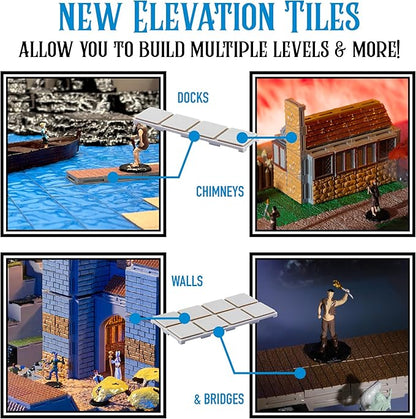Monster Adventure Terrain - NEW! Builder Enhancement Set (212pc) - 3D Interchangeable Dungeon System w 24 New Tiles - Build Modular Worlds in a Snap &amp Elevate Your Campaign - Compatible with DND