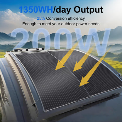 200W Flexible Solar Panel Kit, Lightweight Monocrystalline Ultra-Flexible Bendable Mono Off-Grid Charger with 30A Charge Controlle for 12-24V Battery Charging Car Battery Camping Stuff (2 * 100W)