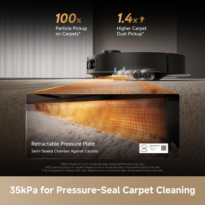 DREAME X60 Max Ultra Complete Robot Vacuum and Mop, Upgraded from X50 Series, 3.13in (7.95cm) Ultra-Thin Design, 35,000Pa Suction, Self Emptying&Refilling, Mop Self-Cleaning, 280+ Obstacle Avoidance