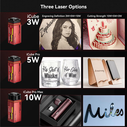 SCULPFUN iCube 3W Mini Laser Engraver, Laser Engraving Machine with 0.02mm Ultra Fine Laser Spot, 10,000mm/min High Speed Engraving, CNC Machine with Smoke Filter and Temperature Alarm, 130 * 130mm