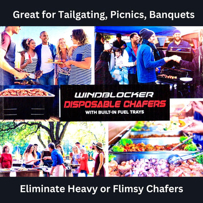 WindBlocker Disposable Wind Blocking Stands – Pack of 30 Elegant Buffet Food Warmers for Catering, Outdoor Parties & Events – Keeps Food Hot or Cold Safely