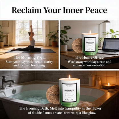 Eucalyptus Sage Scented Candle, 12oz Natural Soy Wax with Cotton Wick, 75H Long Lasting Burn Aromatherapy Candle for Home, Stress Relief Meditation & Yoga, Non-Toxic Relaxation Gift for Women