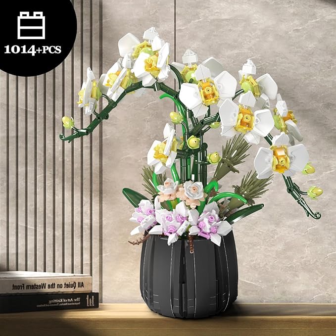 Mould King 24108 Botanicals Orchid Building Set - Realistic Artificial Plant Set for Adults Home Office Decor with Lifelike Orchid Pot Design (1014 PCS)