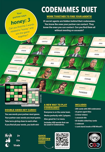 CGE Codenames: Duet Board Game (2nd Edition) The Top Secret Cooperative Word Association Game for Two Players &amp Couples Game Nights