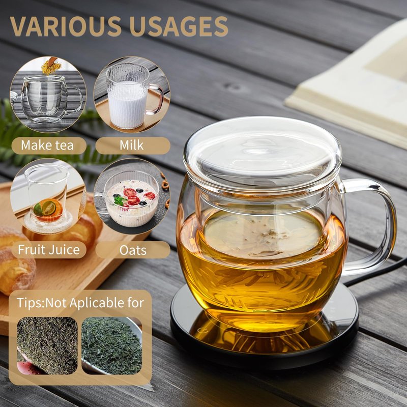 DOPUDO Glass Tea Cup with Infuser and Lid, 17oz/500ml Large Borosilicate Teacup for Loose Leaf Tea, Blooming Tea
