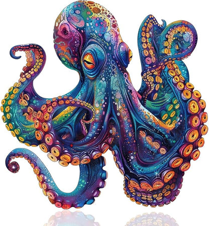 Qiuenisray Wooden Puzzles for Adults 1000 Pieces Octopus Ocean Jigsaw Puzzles FSC Certified Unique Shape Adult Puzzles Pieces Wall Decor for Family Game 23.4x23.5 in