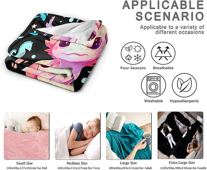 I Axolotl Questions Blanket Gifts for Girls Boys Women - Super Soft Cozy Warm Throw Sheet for Couch Bed Sofa Office Decor All Season 90x120 for Whole Family
