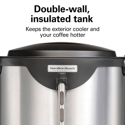 Hamilton Beach Commercial 75 Cup Stainless Steel Coffee Urn, Double Wall Insulated, 120V (HCU075S)