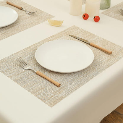 Leetaltree Wheat Placemats Set of 6 - Heat Resistant Non-Slip Place mats for Dining Table, Washable Durable PVC Vinyl Woven Table Mats（Wheat, 6）
