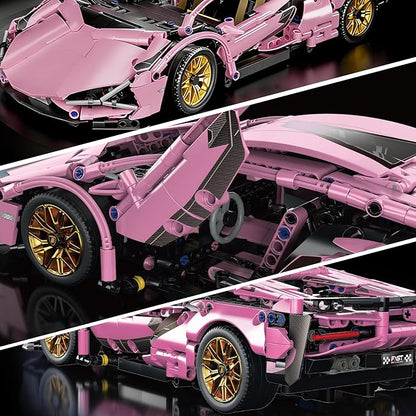 Race Car Building Block Set – 1:14 Pink Sport Speed Technical Supercar Model Kit 1314 PCS Collectible Challenging Vehicles Toys Birthday Gifts for Adults Boys Teens Age 8-12 8-14 14+