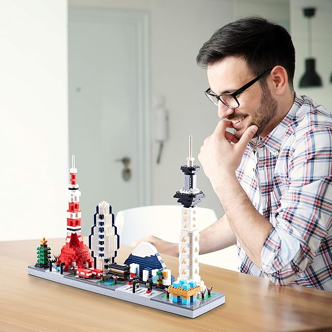 Japanese Architecture Tokyo Skyline Micro Building Blocks for Adults and Kids Ages of 14+ – Challenging Construction Set 1880 Pieces Perfect Home and Office Decoration