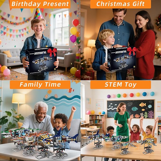 Mechanical Shark Building Set with Lights Rotatable Link Components &amp Display Stand STEM Building Set for Boys 8-14 Home Office Decor for Adults Mechanical Enthusiasts（631PCS）