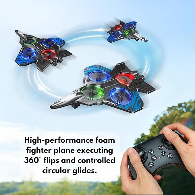 Foam Remote Control Airplanes RC Planes for Kids Adults RC Airplane Fighter Jet with Light 360° Flip Fighter Jet Toys Stunt Roll Airplane Toy Gifts for Boys Ages 8-16