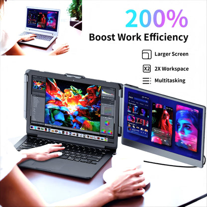 CIDETTY Laptop Screen Extender, 14" Dual Portable Monitor FHD 1080P IPS, USB-C/HDMI Plug & Play Travel Screen for 13-17" Laptops, Compatible with Wins/Mac/Chrome/Switch/Android