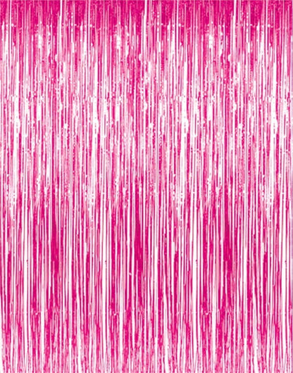 GOER 3.2 ft x 8.2 ft Metallic Tinsel Foil Fringe Curtains Party Photo Backdrop Party Streamers for Galentines Day, Birthday, Graduation, New Year Eve Decorations Wedding Decor (1 Pack, Hot Pink)