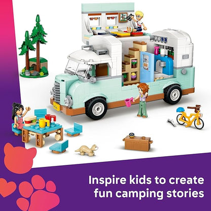 LEGO Friends Friendship Camper Van Adventure Toy Building Set - Pretend Play Set for Kids Girls and Boys Ages 7+ - Gift Idea for Birthday - with 3 Minidolls and Ferret Figure - 42663