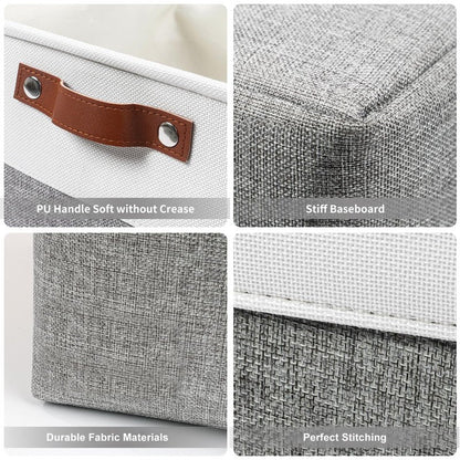 Bagnizer 13x13 Cube Storage Bins, Collapsible Fabric Storage Box, 4 Pack Closet Baskets with Handles for Organizing, Shelf, Toys, Clothes, Home, Office, Nursery (Grey&White)