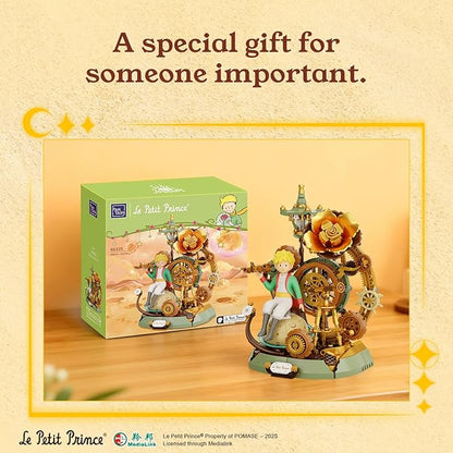 PANTASY The Little Prince – Starry Journey Building Set Vintage Mechanical Pocket Watch-Inspired Model with Gears Telescope &amp Golden Rose Collectible Display Toy with Exclusive Prince Figure