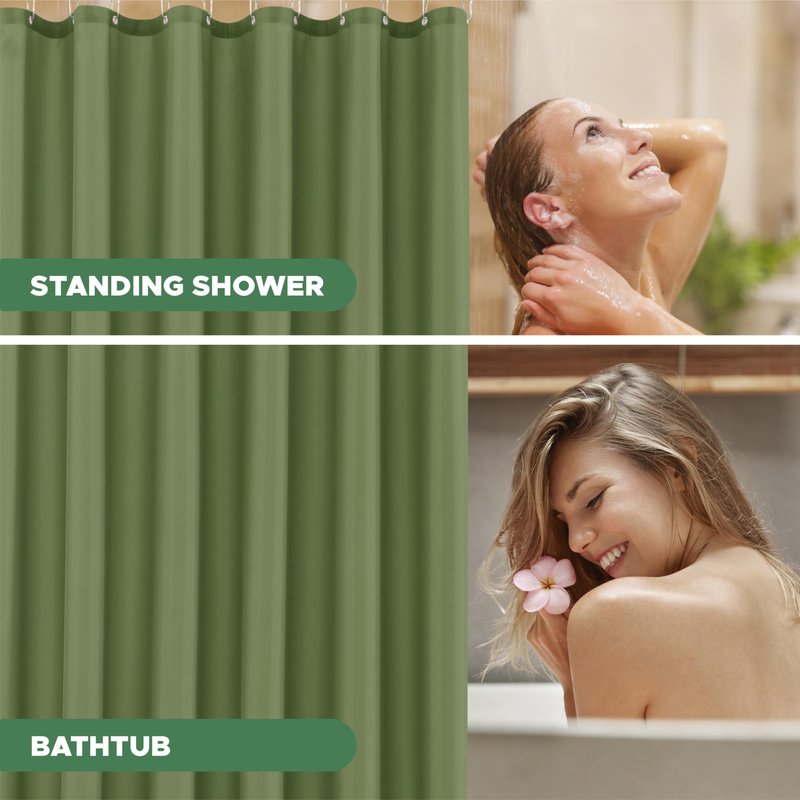 Biscaynebay Hotel Quality Fabric Shower Curtain Liners 72 Inch by 72 Inch, Sage Water Resistant Bathroom Curtains Rust Resistant Grommets & Weighted Bottom Hem Machine Washable
