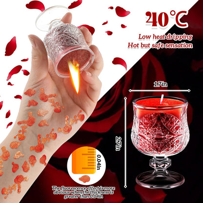 Tisancy Tiny Low Temperature Candles -Wine Red Goblet Shaped Body Safe Scented Tea Lights, Low Heat Decorative Candles for Lover, Couples, Home, Valentines Gifts, Wedding & Romantic Ambiance