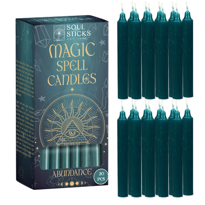 SOUL STICKS Abundance Magic Spell Chime Candles 20 Pack - Ideal for Altar, Rituals, Ceremonies, Meditation Purple Candle for Witchcraft Supplies, Wiccan Supplies, Unscented Candles Clearance
