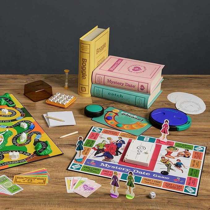 WS Game Company Collection of 15 Vintage Bookshelf Board Games Including Scrabble Monopoly Clue Yahtzee Chess Boggle Candy Land Connect Four &amp Sorry! - Classic Family Games for Kids &amp