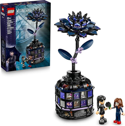 LEGO Wednesday Black Dahlia Flower Building Toy - Pretend Play Set for Girls &amp Boys Ages 9+ - with Wednesday Addams &amp Professor Minidolls - Building Blocks for Kids - Gift Idea for Birthdays