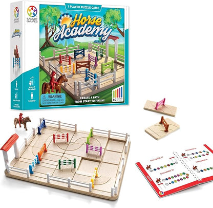 SmartGames Horse Academy – Logic Puzzle Game with 80 Challenges and Colorful Obstacles for Ages 7+