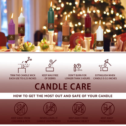 Christmas Metallic Red Candle 5 Inch Short Smokeless Taper Candles 4 Pack Unscented Dinner Candle for Christmas Dinner