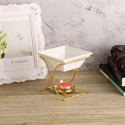 JuxYes Metal Tealight Scented Wax Melts Warmers Fragrance Oil Diffuser Burner, Ceramic Tealight Candle Oil Burner Warmer Aromatherapy Wax Candle Tart Warmer Diffuser for Home Bedroom Décor