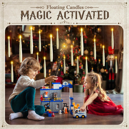 JOIONE Floating Candles with Wand, 20 Pack Hanging Candles with Magic Wand Remote, Battery Powered Floating Candles with 2 Wand, Flameless Magic Hanging Taper Candles for Xmas Halloween Decor