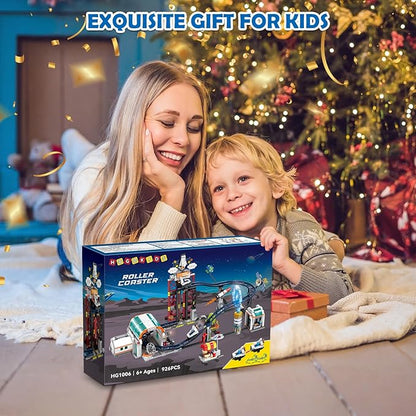 HOGOKIDS Space Roller Coaster Building Toy 926PCS Coaster Building Set Features Lift Platform Satellites Rocket Buildable Space Rollercoaster Adventure Park for Adults Kids Girl Boy Ages 6+years old